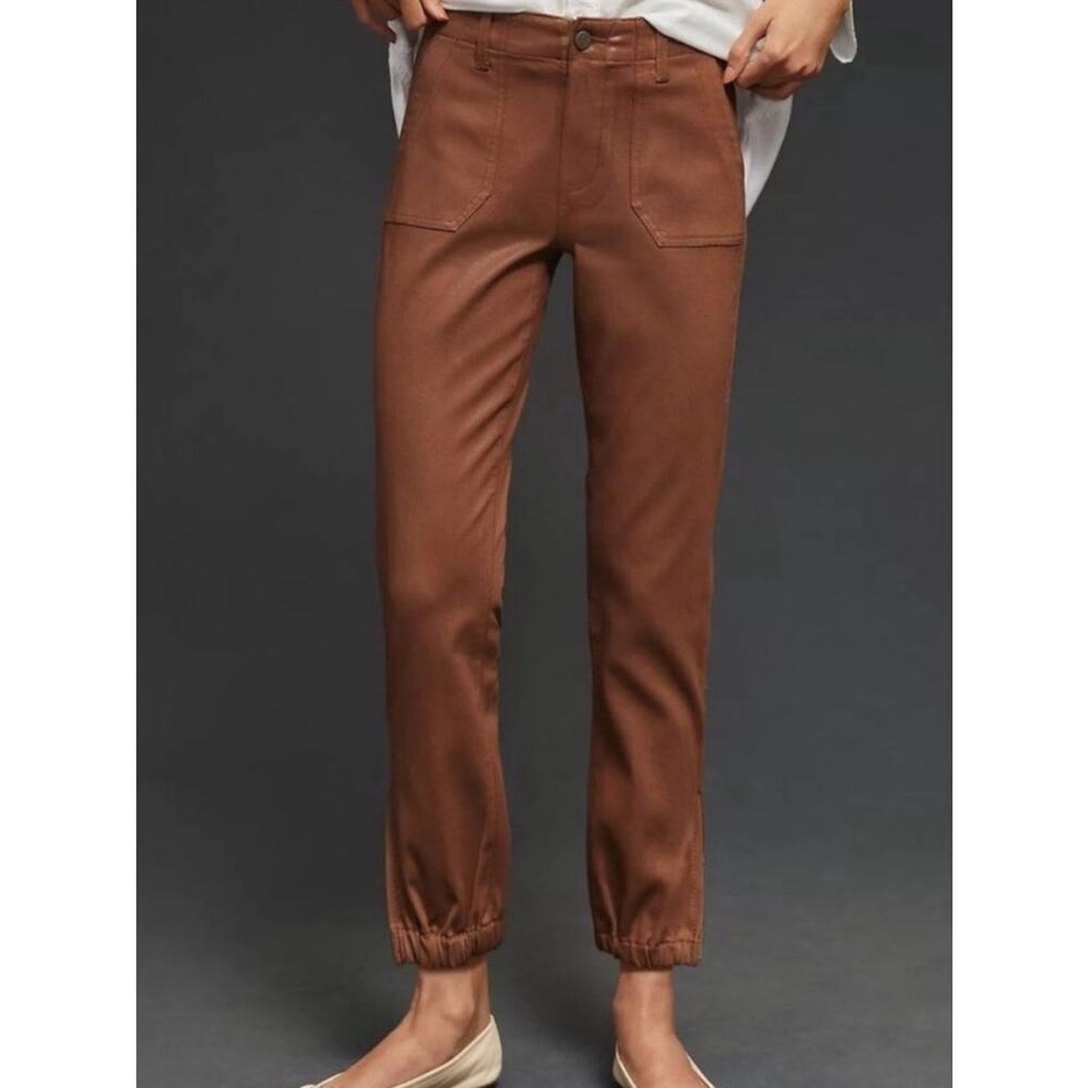 NEW Paige Revolve Mayslie Crop Jogger Style Pants in Coated Brown Size 26 - Picture 9 of 15
